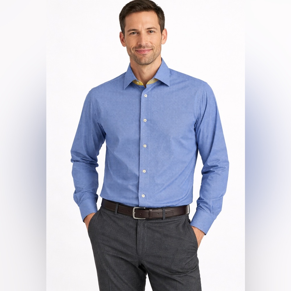 Robert Graham Blue Geometric Button Up Shirt Men’s Size 16/41 M/L 100% Cotton